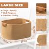 danpinera 108 L Blanket Basket for Living Room, Toy Basket With Leather Handle, Large Storage Bins for Toys, Pillows, Clothes, Rectangle Large Cotton Rope Basket, 25*16*16 Jute view 2
