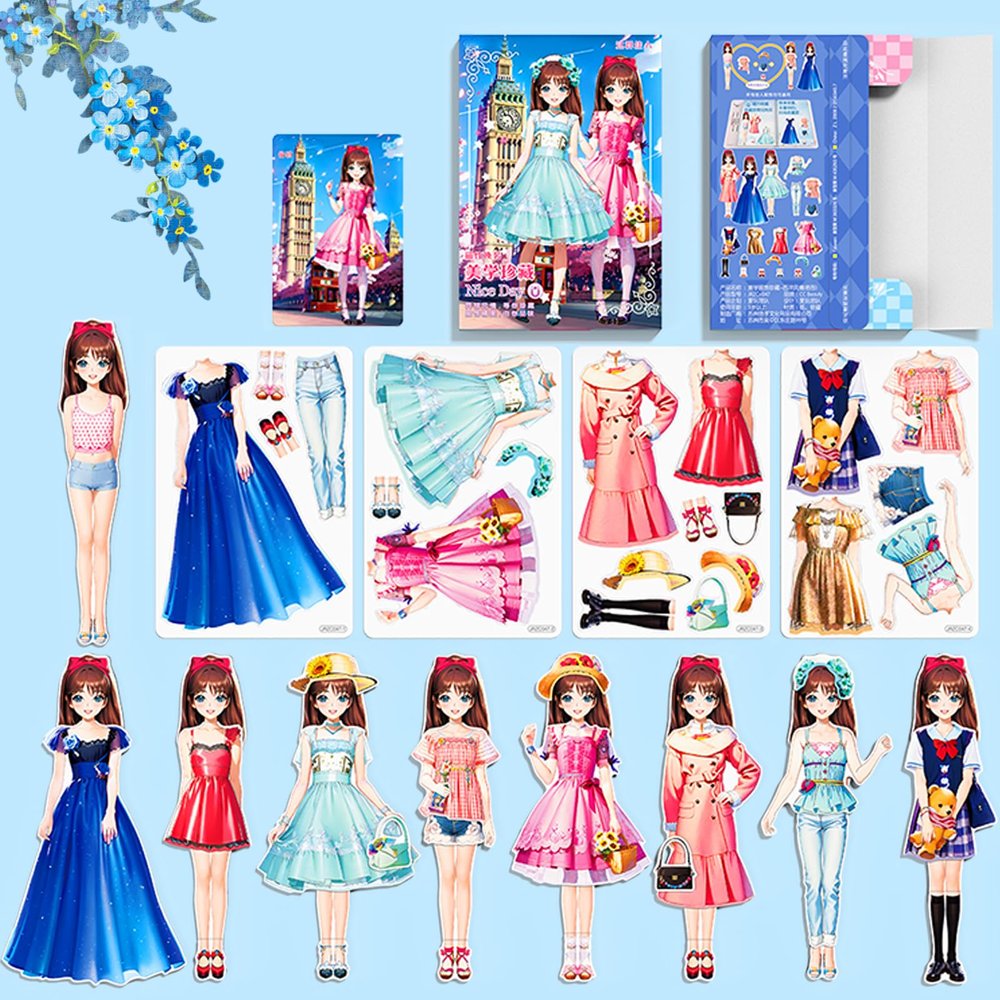Daniel Axel Magnetic Dress Up Paper Doll,Magnet Princess Dress Up Dolls for Girls Ages 4-7 Kids,Travel Activities Road Trip Car Ride Interactive Learning Created Imagine Set Birthday Gift (G Set)