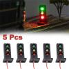 MOOKEENONE 5Pcs 1:87 Scale Model Railroad Traffic Light Signal Light, DC 3V Lights, 3-Lights Block Signal for Train Building Scenery Layout Decoration view 4