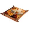 Autumn Fox Dice Tray PU Leather Dice Rolling Tray Folding Dice Holder for Dice Games, Like RPG, DND and Other Table Games view 1