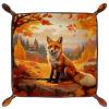 Autumn Fox Dice Tray PU Leather Dice Rolling Tray Folding Dice Holder for Dice Games, Like RPG, DND and Other Table Games view 2