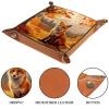 Autumn Fox Dice Tray PU Leather Dice Rolling Tray Folding Dice Holder for Dice Games, Like RPG, DND and Other Table Games view 3