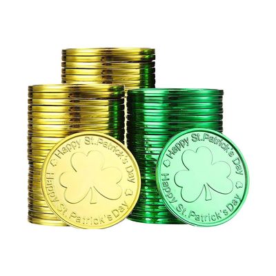ccHuDE 120 Pcs 3.5cm St.Patrick's Day Shamrock Coins Cute Clover Coins Small Green Golden Coins Good Luck Coins Party Decoration Coins for Party Supplies