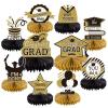 10PCS Graduation Decorations Class of 2025 Centerpieces, Congrats Grad Honeycomb Table Toppers for Graduation Party Favors, 2026 Graduation Party Decorations (10PCS, Gold & Black) view 1