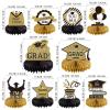 10PCS Graduation Decorations Class of 2025 Centerpieces, Congrats Grad Honeycomb Table Toppers for Graduation Party Favors, 2026 Graduation Party Decorations (10PCS, Gold & Black) view 2