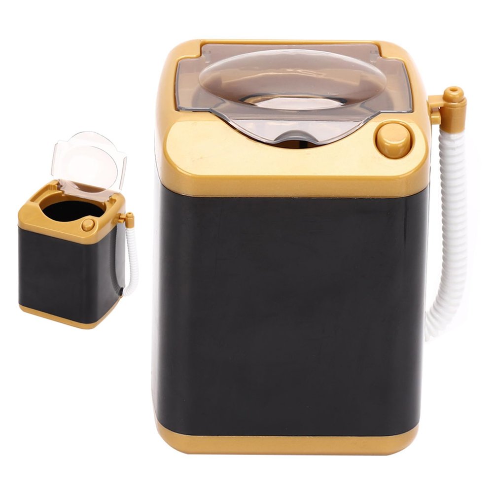 Electric Mini Washing Machine, Mini Simulation Washing Machine Cosmetic Tool Cleansing Machine Children Toy Gift, Gold