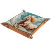 Animal Horses Dice Tray PU Leather Dice Rolling Tray Folding Dice Holder for Dice Games, Like RPG, DND and Other Table Games view 1