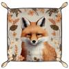 Autumn Leaves Fox Dice Tray PU Leather Dice Rolling Tray Folding Dice Holder for Dice Games, Like RPG, DND and Other Table Games view 2
