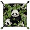 Animal Panda Leaves Dice Tray PU Leather Dice Rolling Tray Folding Dice Holder for Dice Games, Like RPG, DND and Other Table Games view 2