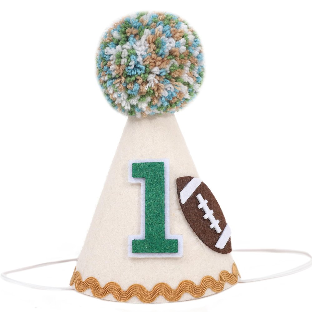 1st Birthday Football Party Hat - Boys 1st Birthday Decorations, Sports Themed Baby Shower Party Decor