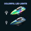 H-SPACE RC Boat with LED Light for Kids, 15KM/H, 2.4G Remote Control Boat with LED Lights, RC Electric Boats for Pools and Lakes, with Rechargable Batteries, Toy for Adults and Kids view 2