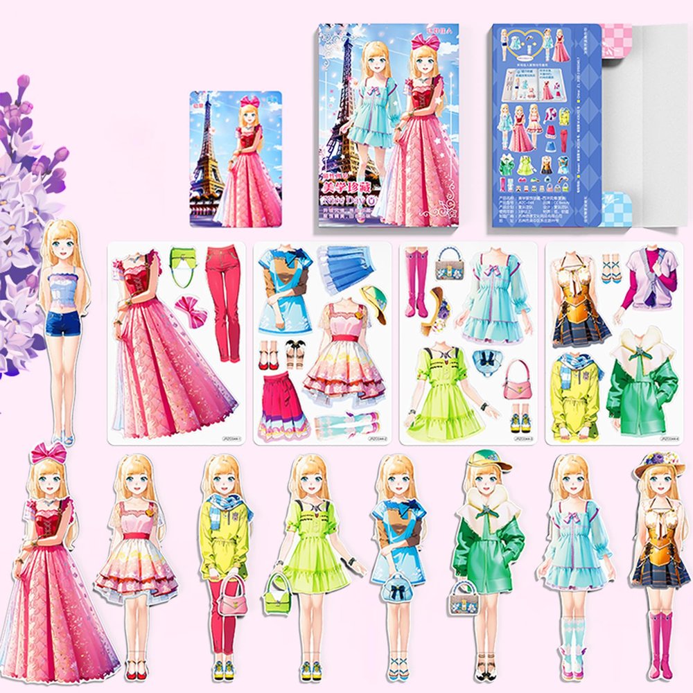 Daniel Axel Magnetic Dress Up Paper Doll,Magnet Princess Dress Up Dolls for Girls Ages 4-7 Kids,Travel Activities Road Trip Car Ride Interactive Learning Created Imagine Set Birthday Gift