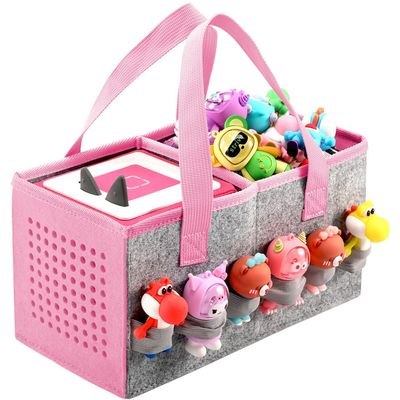 Portable Carrying Case Compatible with Toniebox Starter Set and Tonies Figurines,Travel Felt Cloth Musical Toy Folding Bag for Toniebox Accessories (Dark Pink)