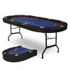 Upgrade Foldable Poker Table for 10 Players - Texas Holdem & Blackjack Board Game Table - Large Casino Table with 10 Stainless Steel Cup Holders & Padded Rails - Perfect for Texas Casino Leisure Game view 1