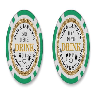 TigerTail Sports Enjoy One Free Drink On Us Personalized Poker Chips (Green Chips)