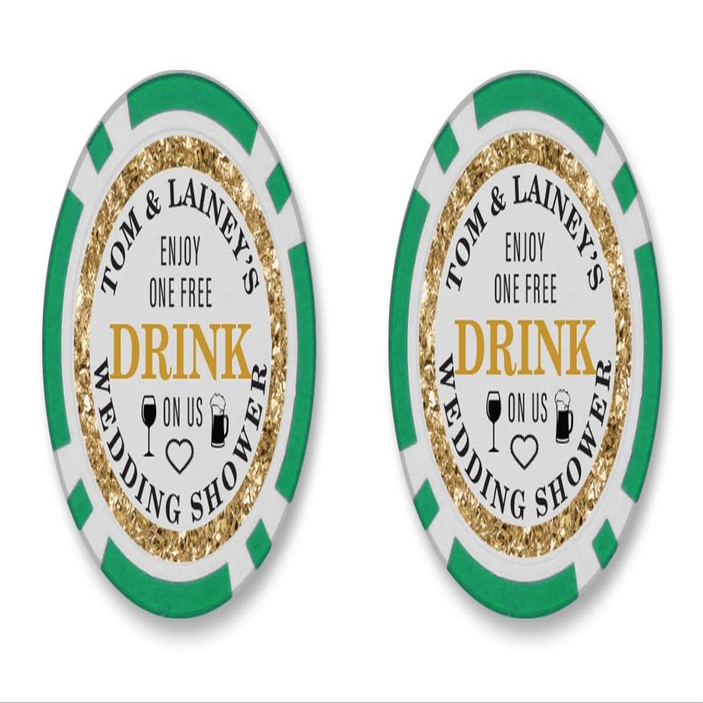 TigerTail Sports Enjoy One Free Drink On Us Personalized Poker Chips (Green Chips)