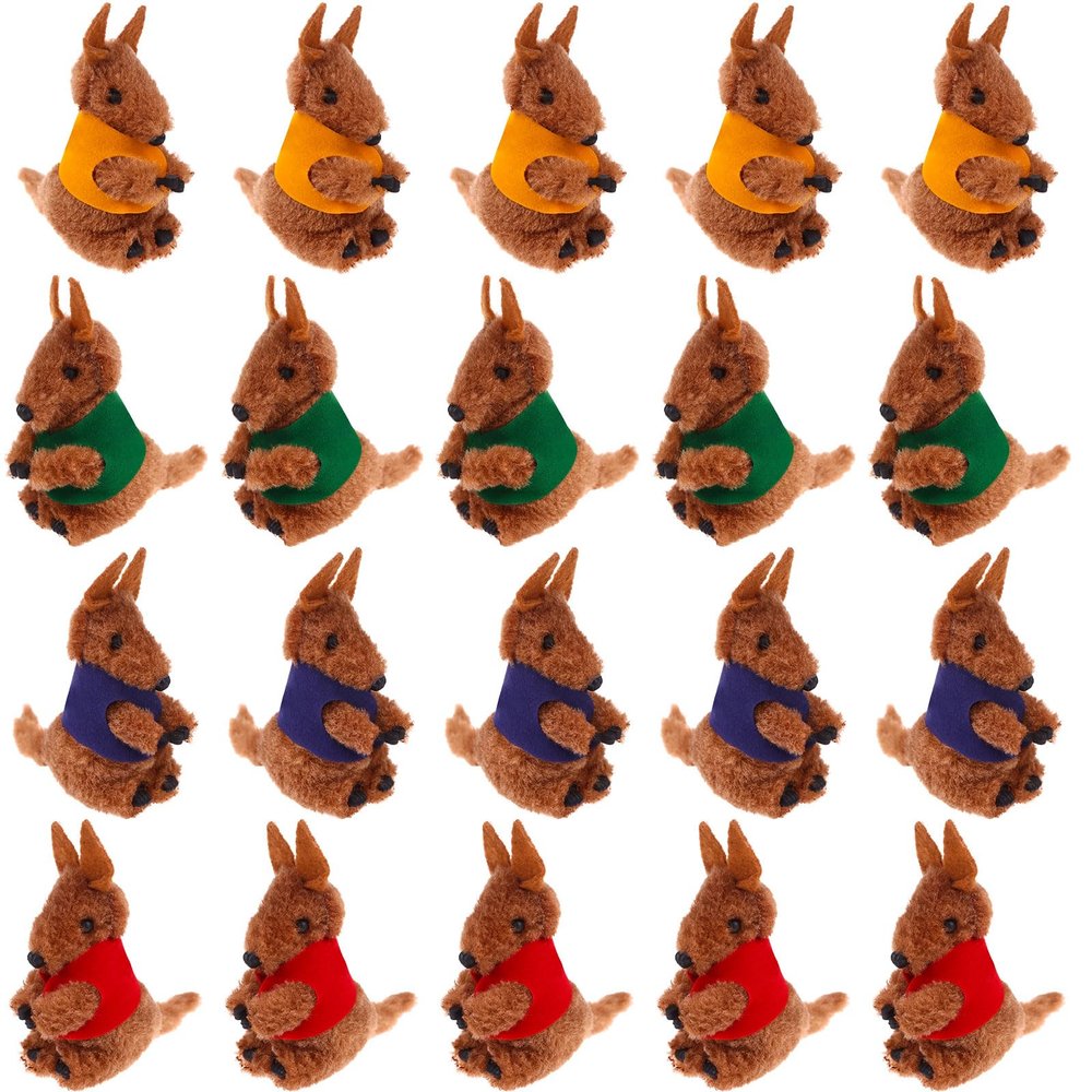 20pcs Kangaroo Clip Buddy Stuffed Animal Pencil Toppers & Prizes - Fuzzy Hugger Animal Plush Pencil Clips