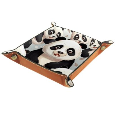 Animals Panda Dice Tray PU Leather Dice Rolling Tray Folding Dice Holder for Dice Games, Like RPG, DND and Other Table Games
