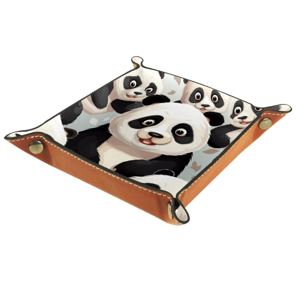 Animals Panda Dice Tray PU Leather Dice Rolling Tray Folding Dice Holder for Dice Games, Like RPG, DND and Other Table Games