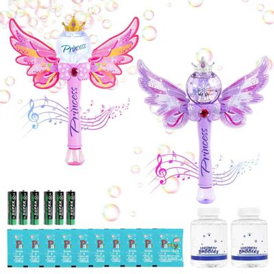 2 Pack Bubble Wands for Kids,Outdoor Party Birthday Bubble Toy for Toddlers,Light Up & Music Bubble Machine,Bubble Maker & Bubble Blower,Gift for Girls Age 3 4 5 6 Years Old.(Pink+Purple)