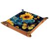 Butterfly Sunflowers Dice Tray PU Leather Dice Rolling Tray Folding Dice Holder for Dice Games, Like RPG, DND and Other Table Games view 1