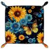 Butterfly Sunflowers Dice Tray PU Leather Dice Rolling Tray Folding Dice Holder for Dice Games, Like RPG, DND and Other Table Games view 2