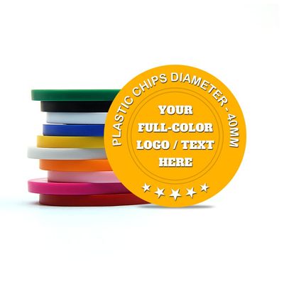 ToysCentral Basics 500 Custom Poker Chips Plastic Tokens,40mm/1.57in Diameter,Imprint Full-Color with Your Logo,Text or Images for Drink Bar,Wedding,Event,Company Advertise (Yellow)