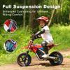 Blissskip Electric Dirt Bike for Boys Girls Ages 3-8, 250W High Racing Competition Grade Motorcycle, Up to 15.5MPH 3 Speed Settings Balance Bike, 12IN Off-Road Tires & Advanced Shock Absorption, Red view 4