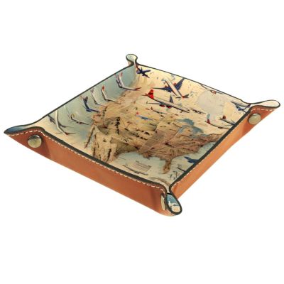 Airlines Fleet Map Dice Tray PU Leather Dice Rolling Tray Folding Dice Holder for Dice Games, Like RPG, DND and Other Table Games