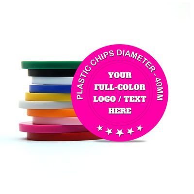 ToysCentral Basics 500 Custom Poker Chips Plastic Tokens,40mm/1.57in Diameter,Imprint Full-Color with Your Logo,Text or Images for Drink Bar,Wedding,Event,Company Advertise (Rose Red)