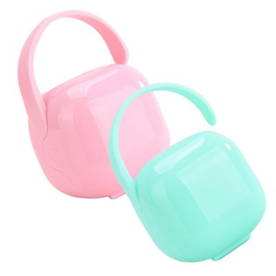 2pcs Portable Pacifier Storage to Clean Lidded Soother Box Pacifier Holder for Care Pp Material Travel-Friendly Design Pink and Green