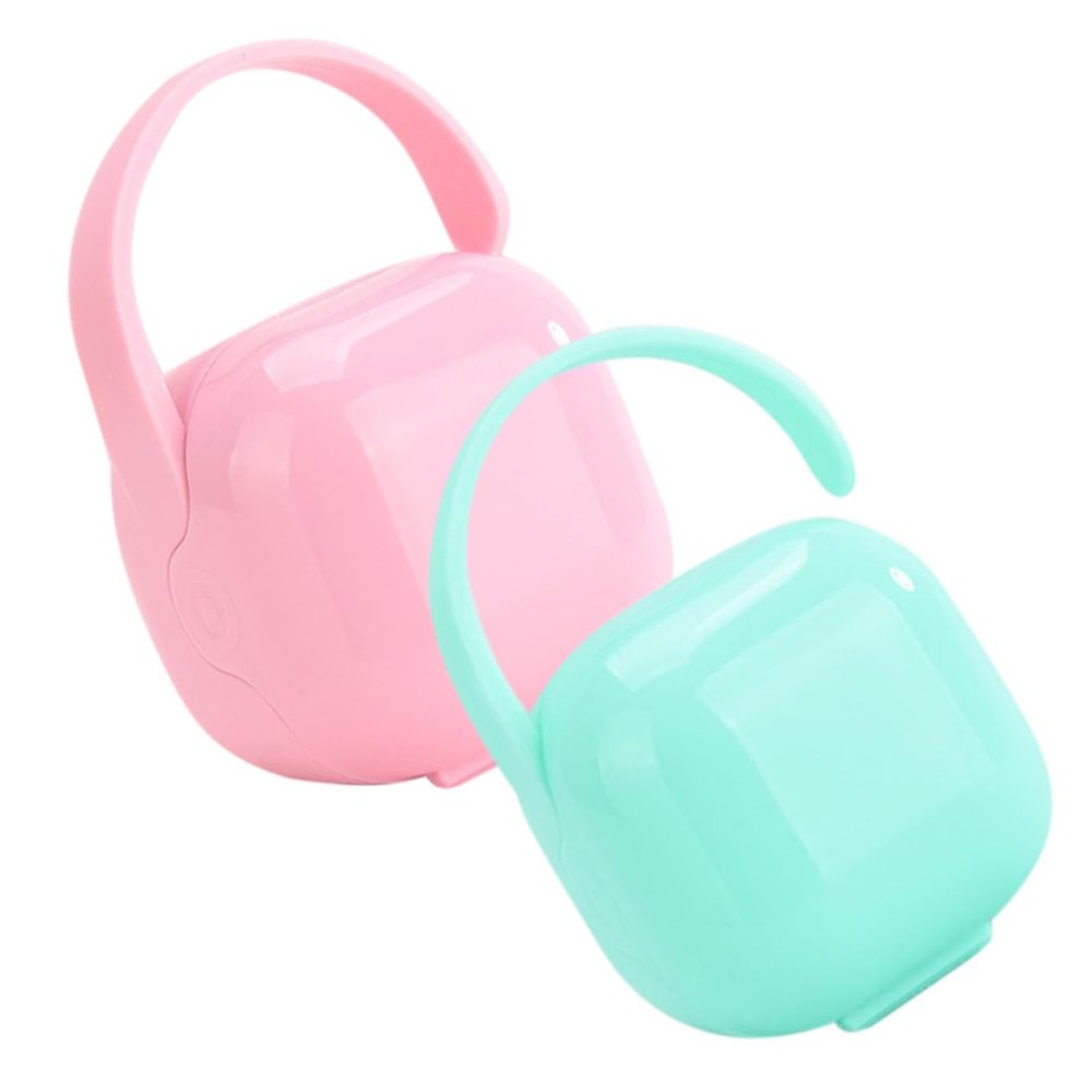 2pcs Portable Pacifier Storage to Clean Lidded Soother Box Pacifier Holder for Care Pp Material Travel-Friendly Design Pink and Green