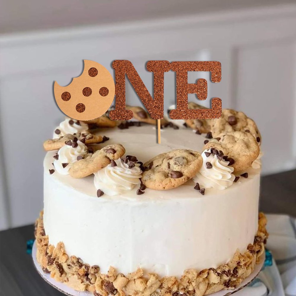 CANTLY Cookies One Cake Topper - Cookies First Birthday Party Cake Decoration Topper, Sweet Cookie Theme 1st Birthday Cake Topper, Cookie Sign Baby Shower Anniversary Party Cake Smash Photo Props
