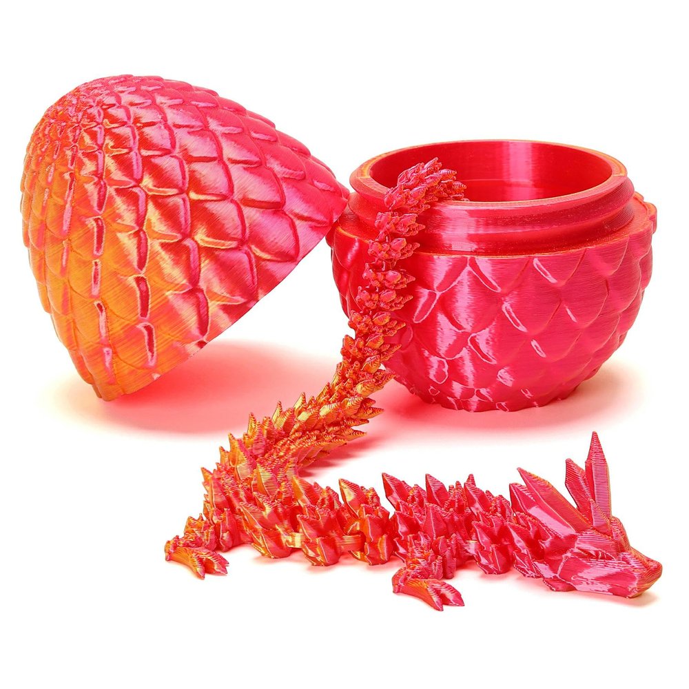 3D Printed Dragon with Surprise Egg,Surprise Dinosaur Eggs Fidget Toys for Kids, Birthdays, Halloween Christmas Decorations Gifts Indoor Outdoor for Girls Boys (Red)