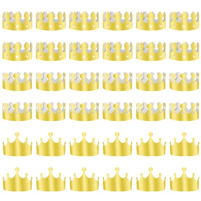 ANPUNAT 36 PCS Golden Paper Crown Gold Crowns Hats Party King Crowns for Birthday Party Baby Shower beauty pageant Photo Props