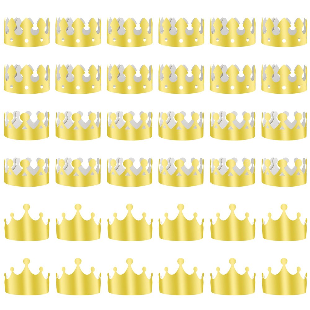 ANPUNAT 36 PCS Golden Paper Crown Gold Crowns Hats Party King Crowns for Birthday Party Baby Shower beauty pageant Photo Props