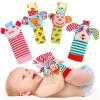Infant Rattle Socks Toys 0 to 36 Months, Baby Wrist Rattle Foot Finder Socks Set, Birthday Holiday Present for Newborn Boy Girl 0/3/4/6/7/8/9/12/18 Months Kids Toddler, Gift Box Package (4A-Red) view 1