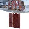 1: 12 Room Divider Wood Screen, Retro Dollhouse Furniture Miniature, Desktop Ornament, Portable Partition Reversible Freestanding Privacy for Home Furniture Decor (Red) view 2