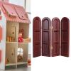 1: 12 Room Divider Wood Screen, Retro Dollhouse Furniture Miniature, Desktop Ornament, Portable Partition Reversible Freestanding Privacy for Home Furniture Decor (Red) view 4