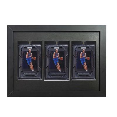 12.8"x9.4"Card Display Case,Sports Card Display,Baseball Card Display,Wood HD Glass 3 Graded Card Display Case,for,Sports,Baseball,Basketball,Hockey(Black). 
