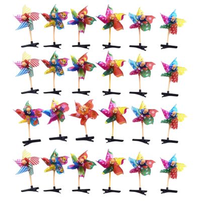 NUEAYMS Pack Of 24 Colorful Pinwheel Hair Clip Creative Windmill Shaped Hair Accessories Windmills Hair Barrettes Headdress Kids And Teenagers Hair Decoration