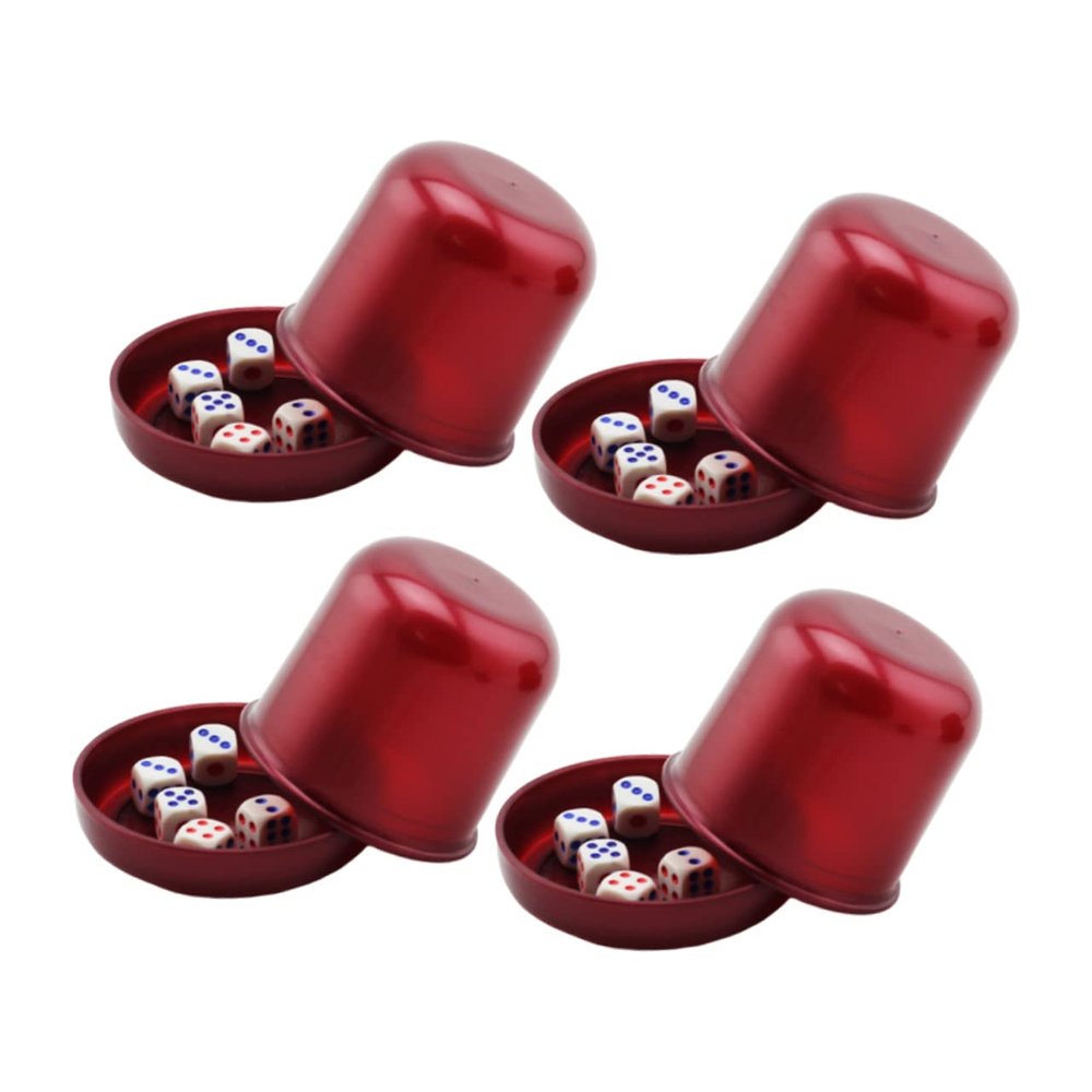 Vaguelly 4sets Thicken Dice Cups Cover Broken-Resistant Design for Ktv and Bar Games Includes Dices for Fun Dice Game