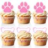18 PCS Paw Print Cupcake Toppers for Girls Baby Shower Pink Glitter Bone Puppy Cake Toppers Dog Birthday Themed Party Decorations Let's Pawty Supplies view 1
