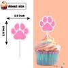 18 PCS Paw Print Cupcake Toppers for Girls Baby Shower Pink Glitter Bone Puppy Cake Toppers Dog Birthday Themed Party Decorations Let's Pawty Supplies view 3