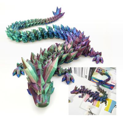 Dak Haan 30" Large 3D Printed Dragon,Flexible Articulated Crystal Dragon Fidget Toy,Cool Big Dragon Toy,Huge 3D Printed Dragon Gift for Girls Boys Kids Age 3-5 4-7 8-12 Years Old