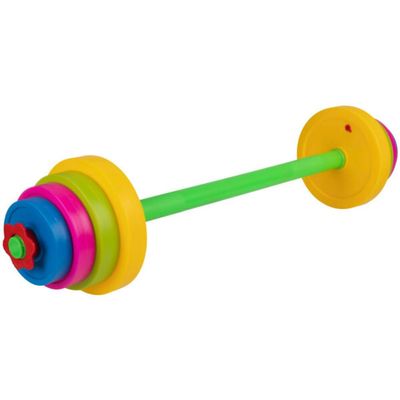 Kids Weight Set - Barbell with 8 Adjustable Plates - Kids Indoor Play Gym Toddler Workout Set - Baby Weights Toys for Age 3 and Up by Hey Play