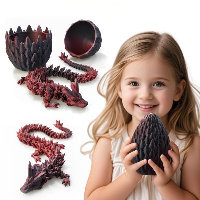 Dak Haan 3D Printed Dragon Egg,Dragon Eggs with Dragon Inside,Surprise Dragon Egg Toy,15'' Full Articulated Crystal 3D Dragon,Cool Animals Dino Eggs for 5-7 4-6 8-12 Year Old Boys Kid Girls