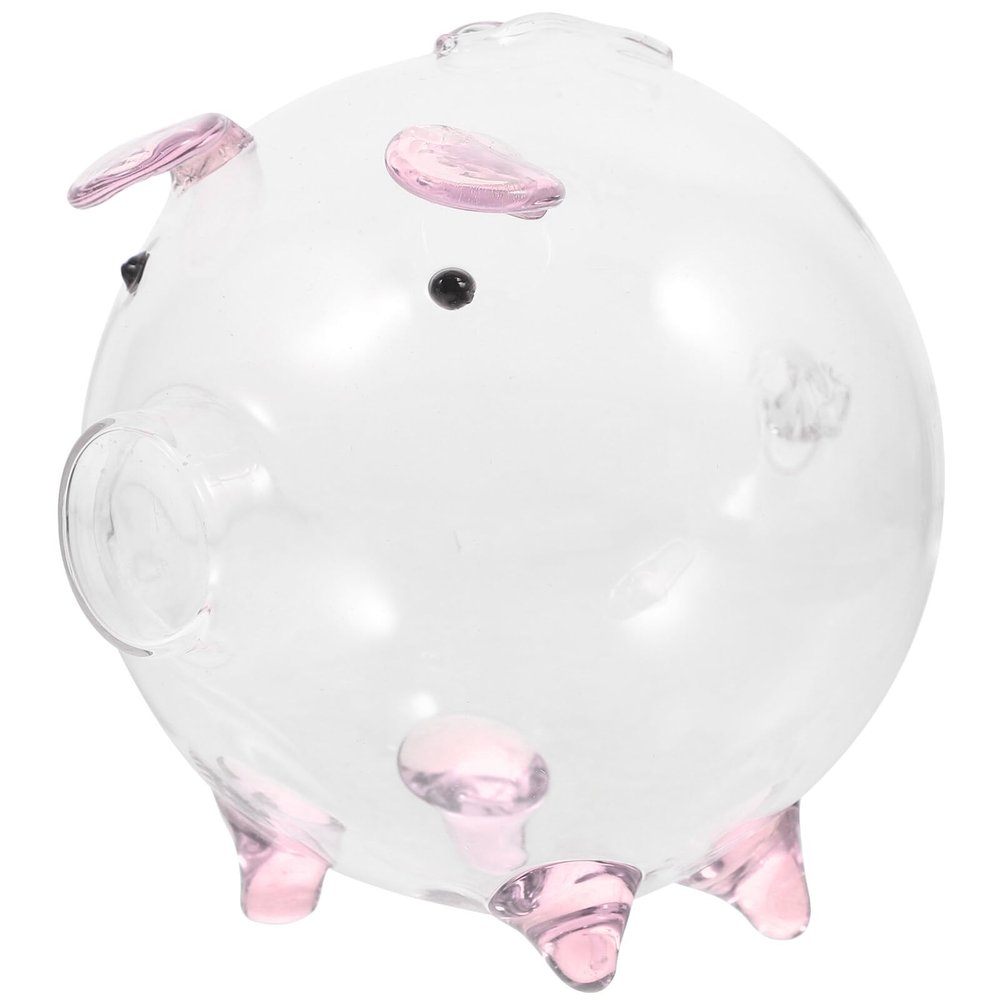 ibasenice Transparent Glass Piggy Bank Cute Pig-Shaped Money Pot for Boys and Girls Creative Decorative Desktop Decor for Boys and Girls