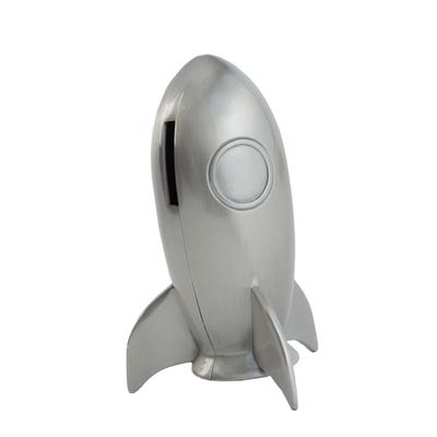 Abaodam 1pc Zinc Alloy Rocket-Shaped Coin Bank Creative Money Storage Pot for Home Decor Resistant Saving Container for Boys and Girls and Adults Silver