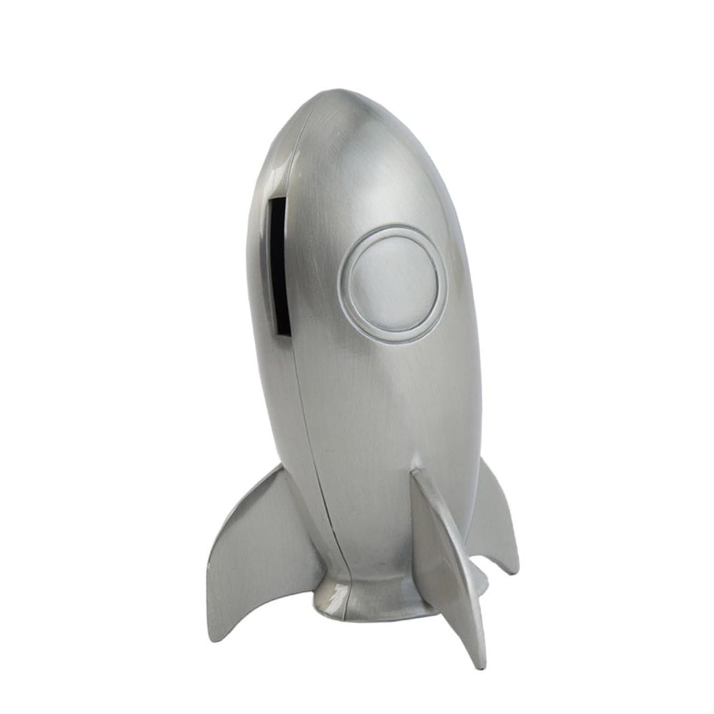Abaodam 1pc Zinc Alloy Rocket-Shaped Coin Bank Creative Money Storage Pot for Home Decor Resistant Saving Container for Boys and Girls and Adults Silver